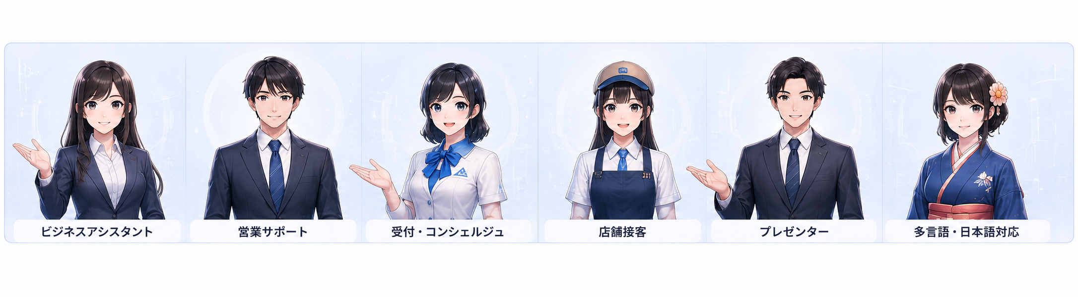 貴社専用のオリジナルAItuber：ビジネスアシスタント／営業サポート／受付・コンシェルジュ／店舗接客／プレゼンター／多言語・日本語対応